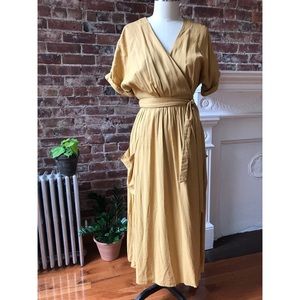 Urban Outfitters Linen Midi Wrap Dress